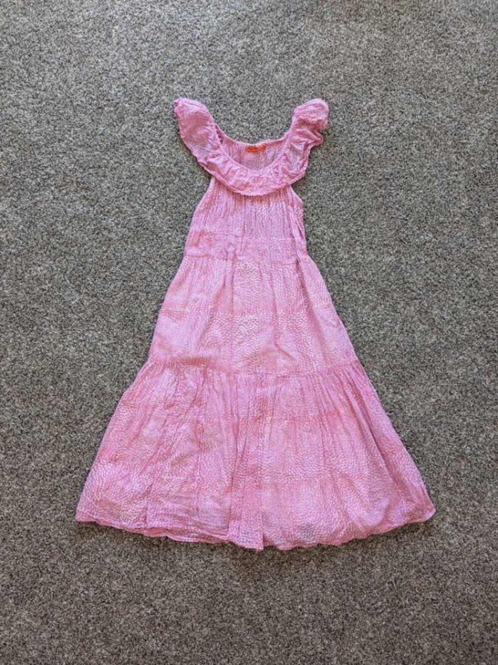 Oliphant Ruffle Tiered Midi Dress Pink Size Medium